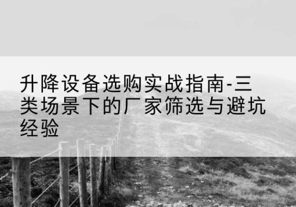 罗城移动式升降机厂家推荐-升降设备选购实战指南-三类场景下的厂家筛选与避坑经验